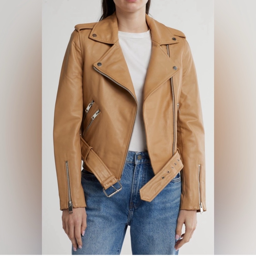 Walter Baker leather latte women’s biker jacket -BNWT